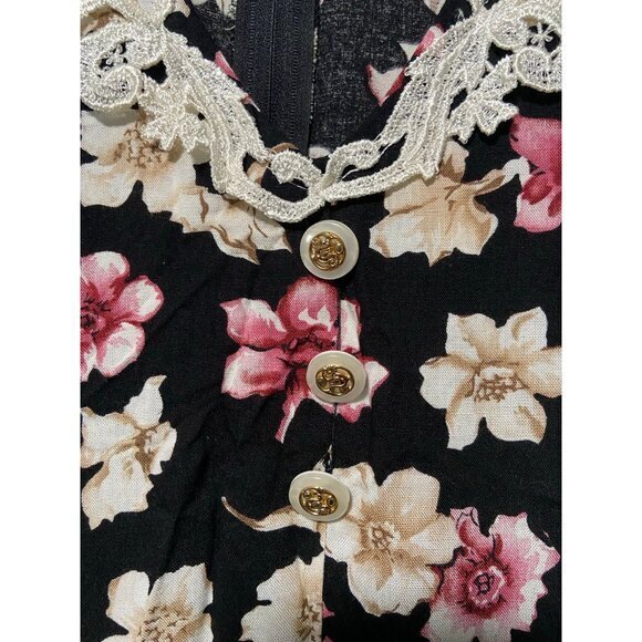 Vintage En Focus Women's Floral Boho 90s Y2K 2000s Pearl Button Lace Size 11/12 - Picture 3 of 11